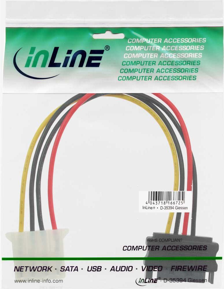 InLine 29669A 0.3m SATA 15-pin Schwarz SATA-Kabel (29669A)