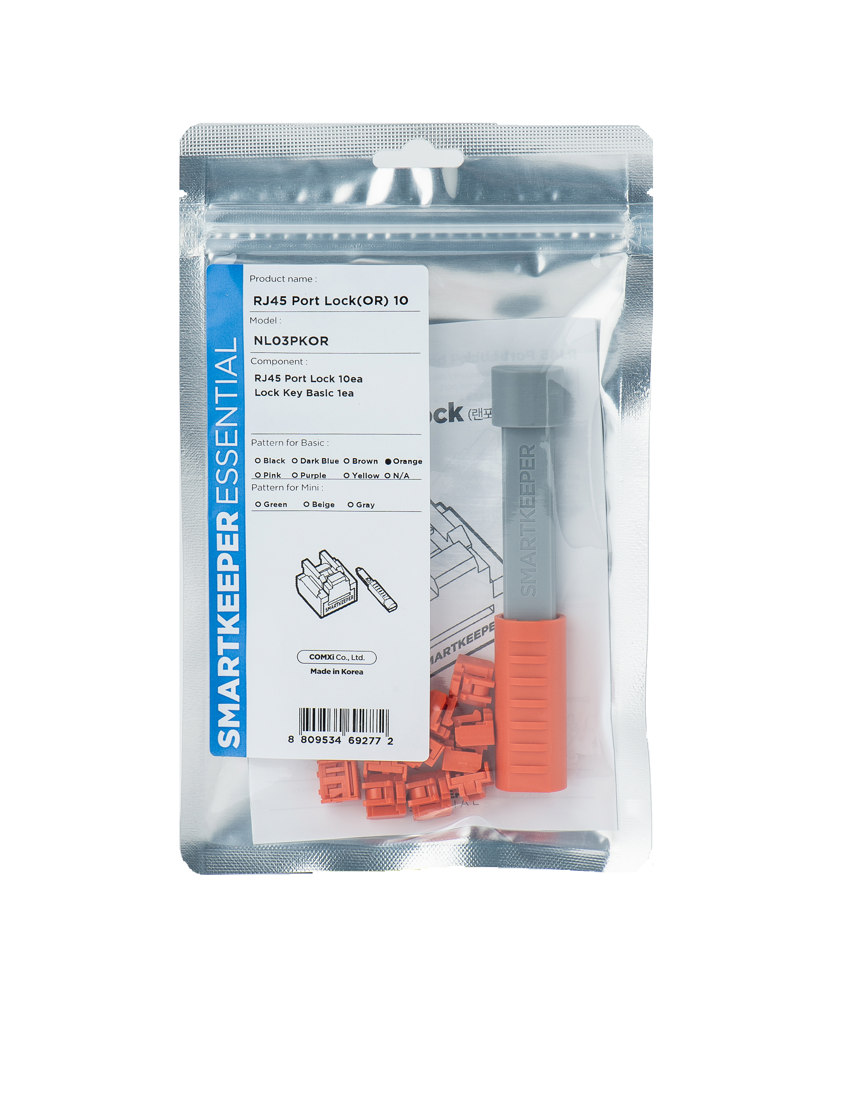 SmartKeeper Basic RJ45 Port Blocker Orange 10 Stück + Schlüssel