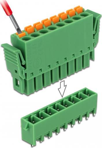 Delock Terminalblock Set für Platine 8 Pin 3,81 mm Rastermaß vertikal (65974)