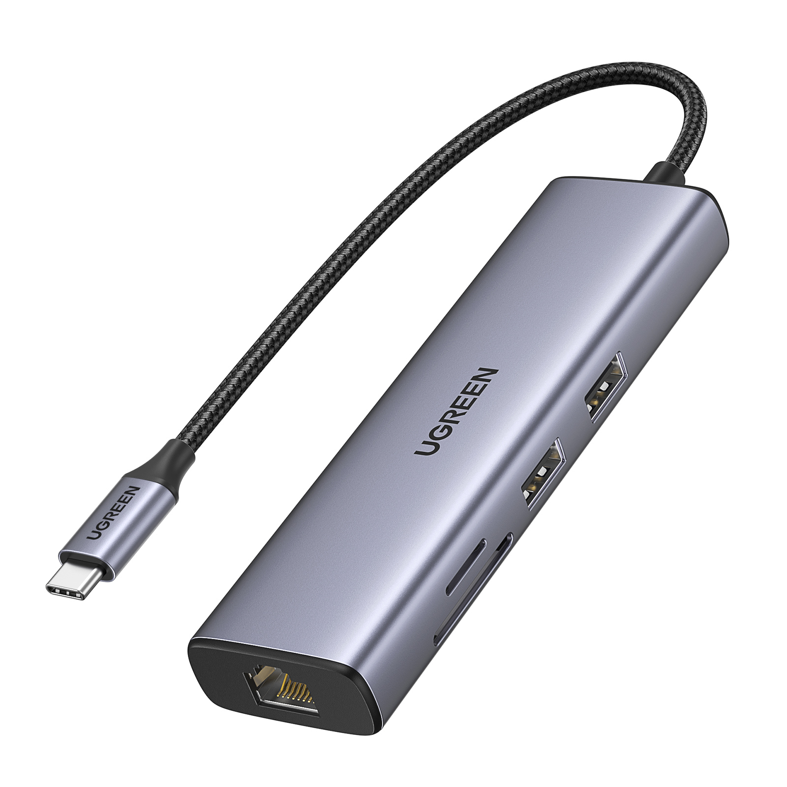 Ugreen USB-C Hub 7-in-1 HDMI Gigabit-Ethernet USB 3.0 Power Delivery Space-grau