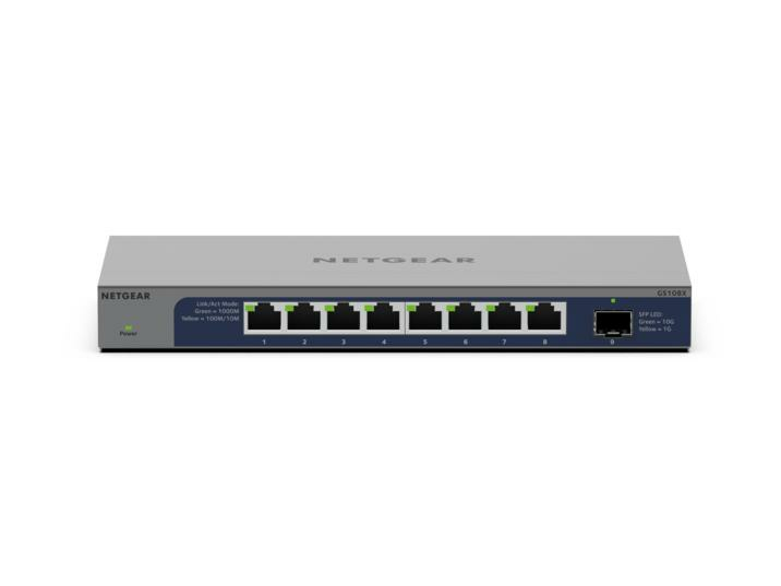 NETGEAR GS108X Unmanaged Switch 8 Ports 1 x 10 Gb SFP+ Uplink Grau, Blau