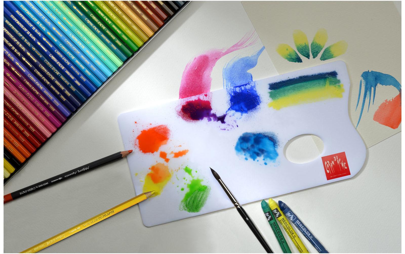 Caran d'Ache Palette Aquarelle Aquarell-Farbpalette Acrylglas 26 x 13 cm Weiß