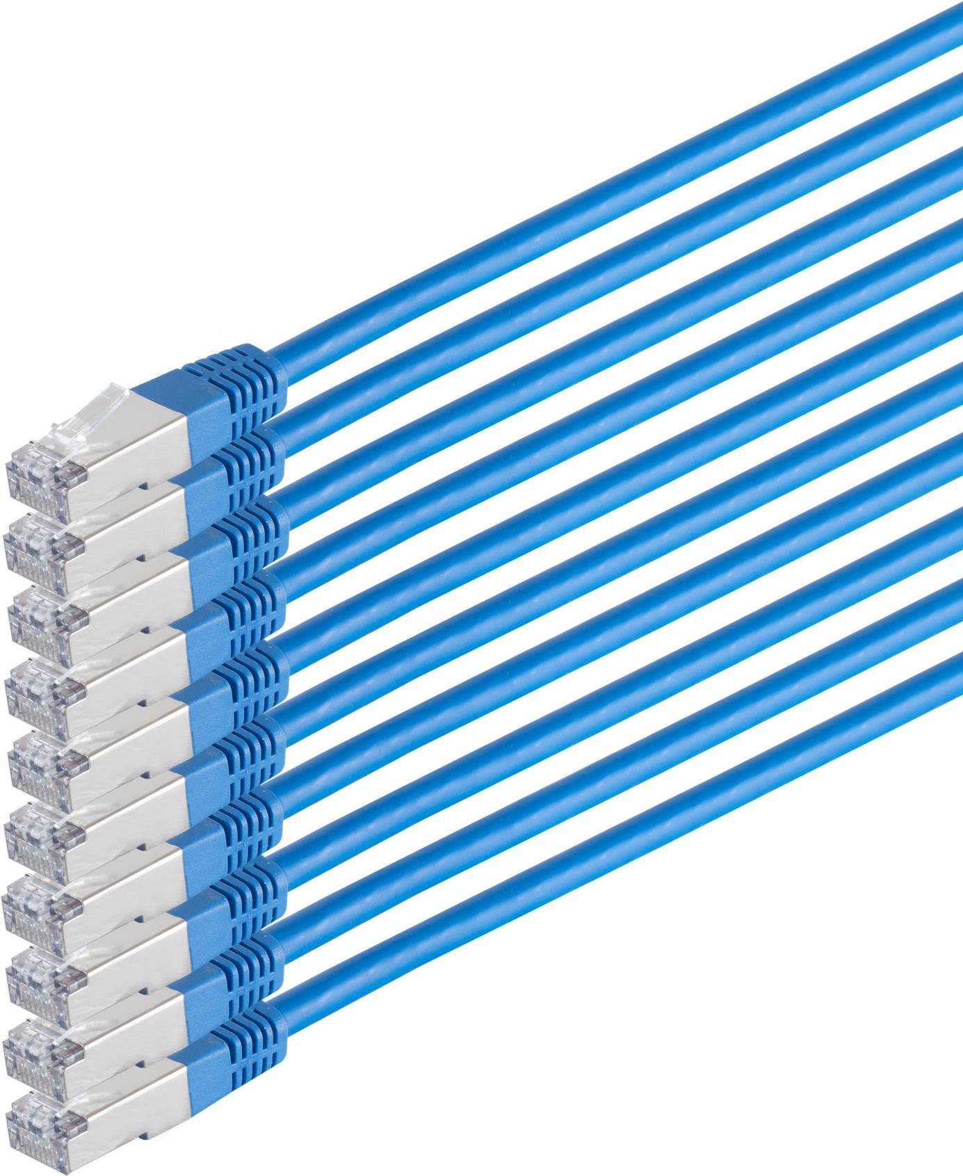 S/CONN maximum connectivity Netzwerkkabel-Patchkabel, cat 6, S/FTP, PIMF, Halogenfrei, VE10, blau, 0,5m (75711-H0.5B-SET10)