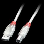 Lindy 3m USB 2.0 Typ A an B Kabel, transparent USB TYp A Stecker an B Stecker High/Full/LowSpeed (41754)