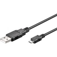 Wentronic Goobay USB 2.0 Hi-Speed Kabel, Schwarz, 0.15 m - geeignet für Geräte mit Micro-USB Anschluss (95736)