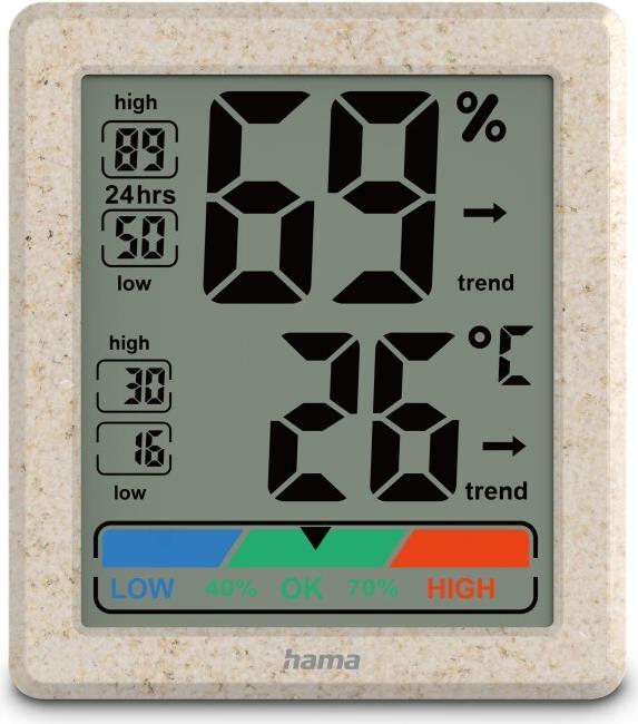 Image of Hama Thermometer und Hygrometer Ponza, digital, für innen, Beige (00222227)