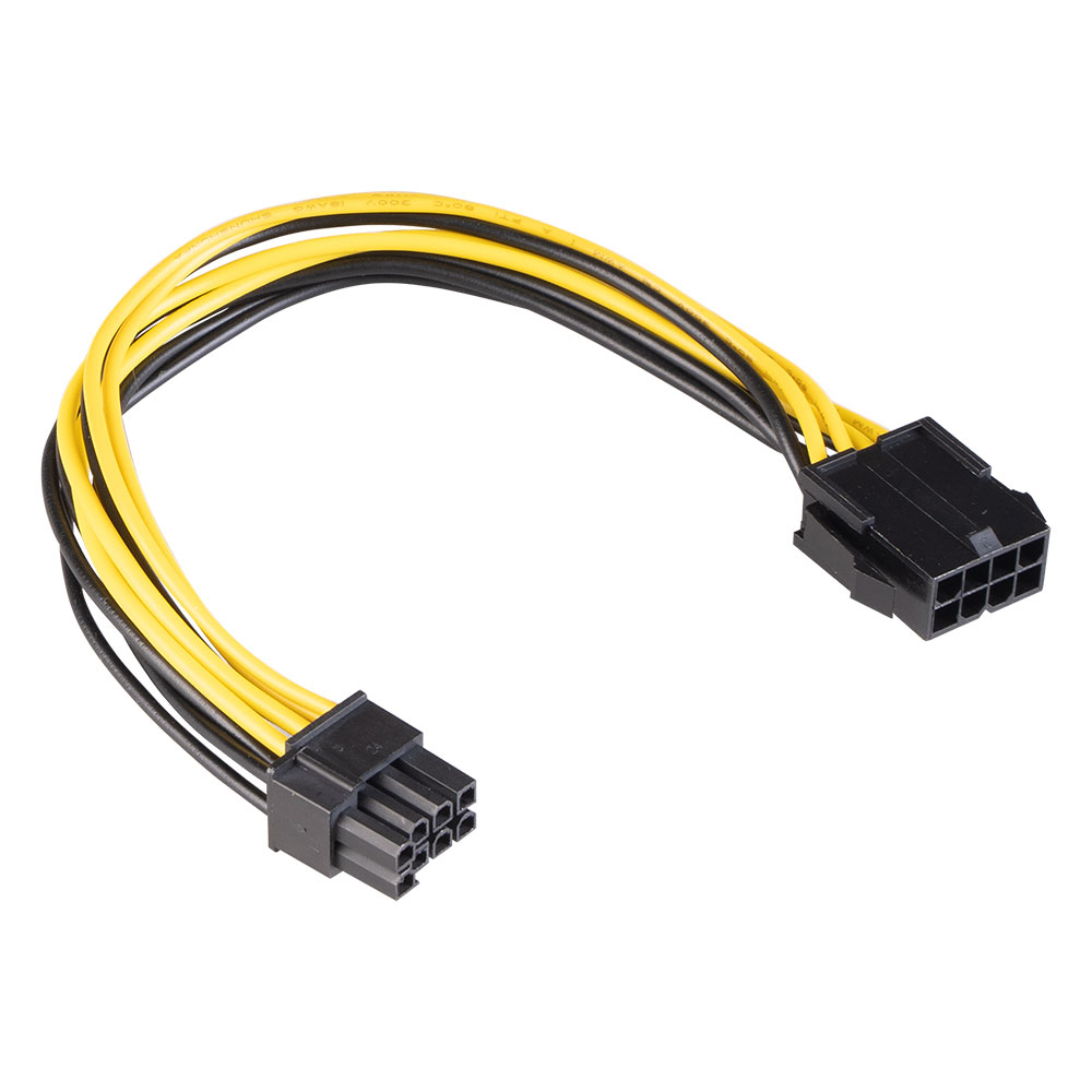 Akasa AK-CBPW23-20 Internes Stromkabel ATX 8-pin zu PCI-E 6+2 pin 0,2 m Gelb
