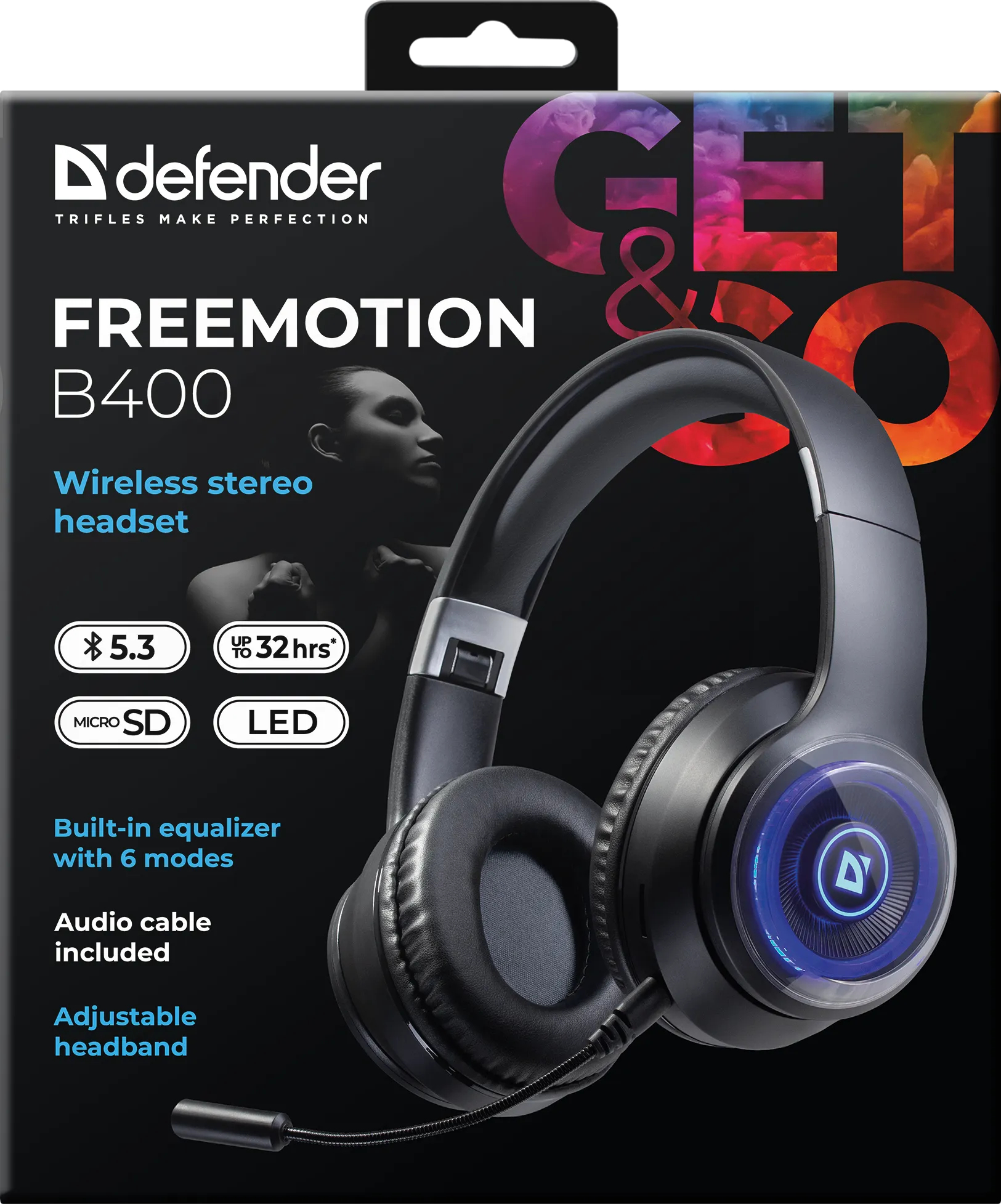 Defender FreeMotion B400 Bluetooth 5.3 Kopfhörer Schwarz