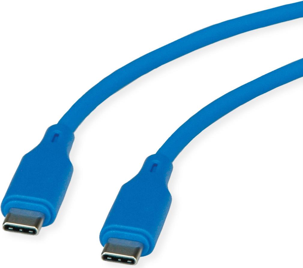 ROLINE USB 2.0 Kabel C-C ST/ST Silikon 60W 1m Blau (11.02.9123)