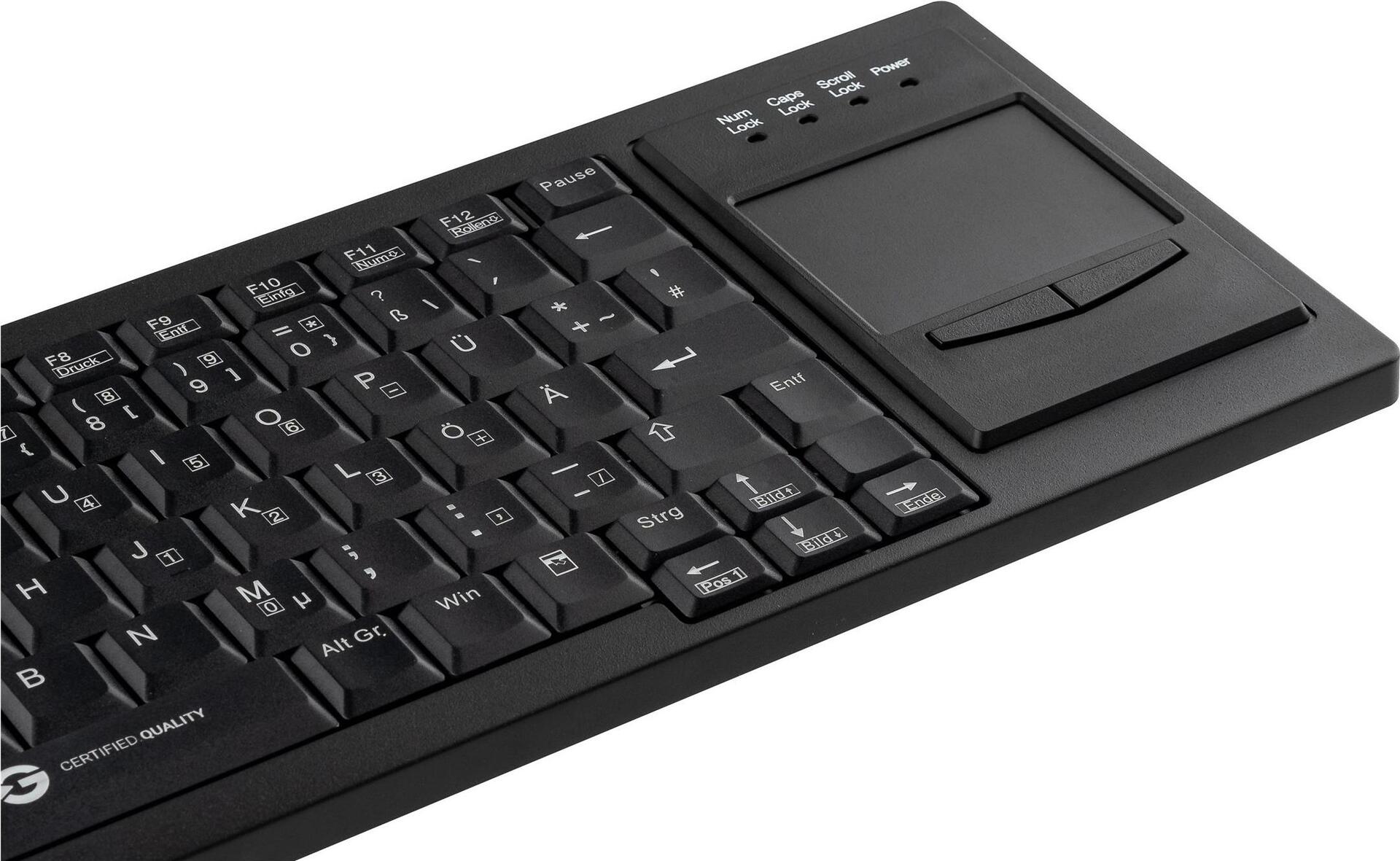 GETT CleanType Xtra Touch Tastatur mit Touchpad USB QWERTZ Schwarz