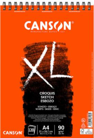 Canson XL Sketch Skizzen- und Studienblock A5 90 g/m² 60 Blatt Spiralbindung