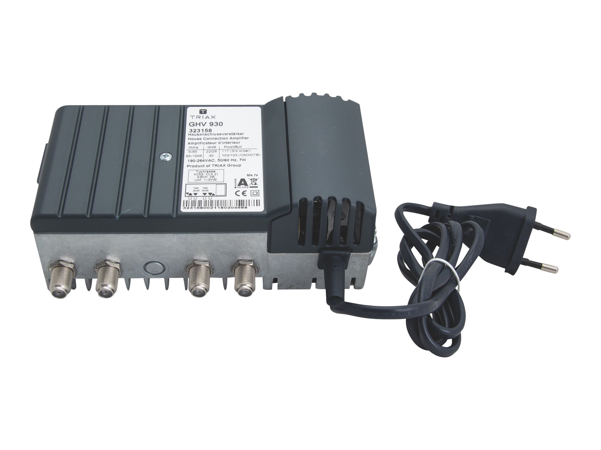 Triax GHV 930 CATV-Verteilerverstärker Schwarz Metallisch