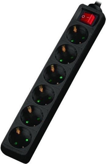 Steckdosenleiste 6-fach, mit Schalter, Anschlussleitung 1,5 m, schwarz (994919)