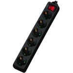Steckdosenleiste 6-fach, mit Schalter, Anschlussleitung 1,5 m, schwarz (994919)
