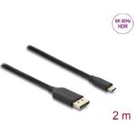 Delock USB Type-C™ zu DisplayPort Kabel (DP Alt Mode) 8K 60 Hz mit HDR Funktion 2 m schwarz (80165)