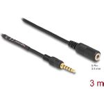 Delock Verlängerungskabel Klinke 3,5 mm 5 Pin Stecker zu Buchse 3 m schwarz (85733)