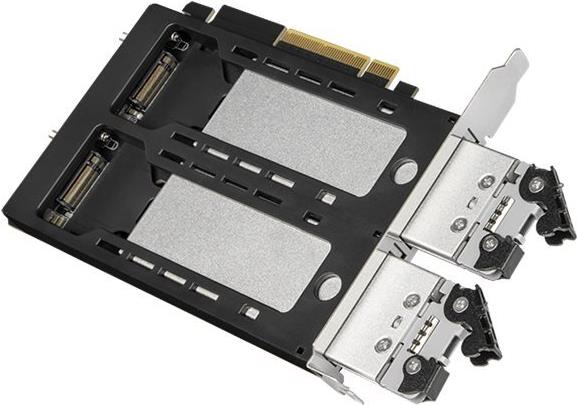 ICY Dock ToughArmor MB842MP-B 2x M.2 NVMe SSD-Wechselrahmen PCIe 4.0 x8 Bifurcation Schwarz, Silber
