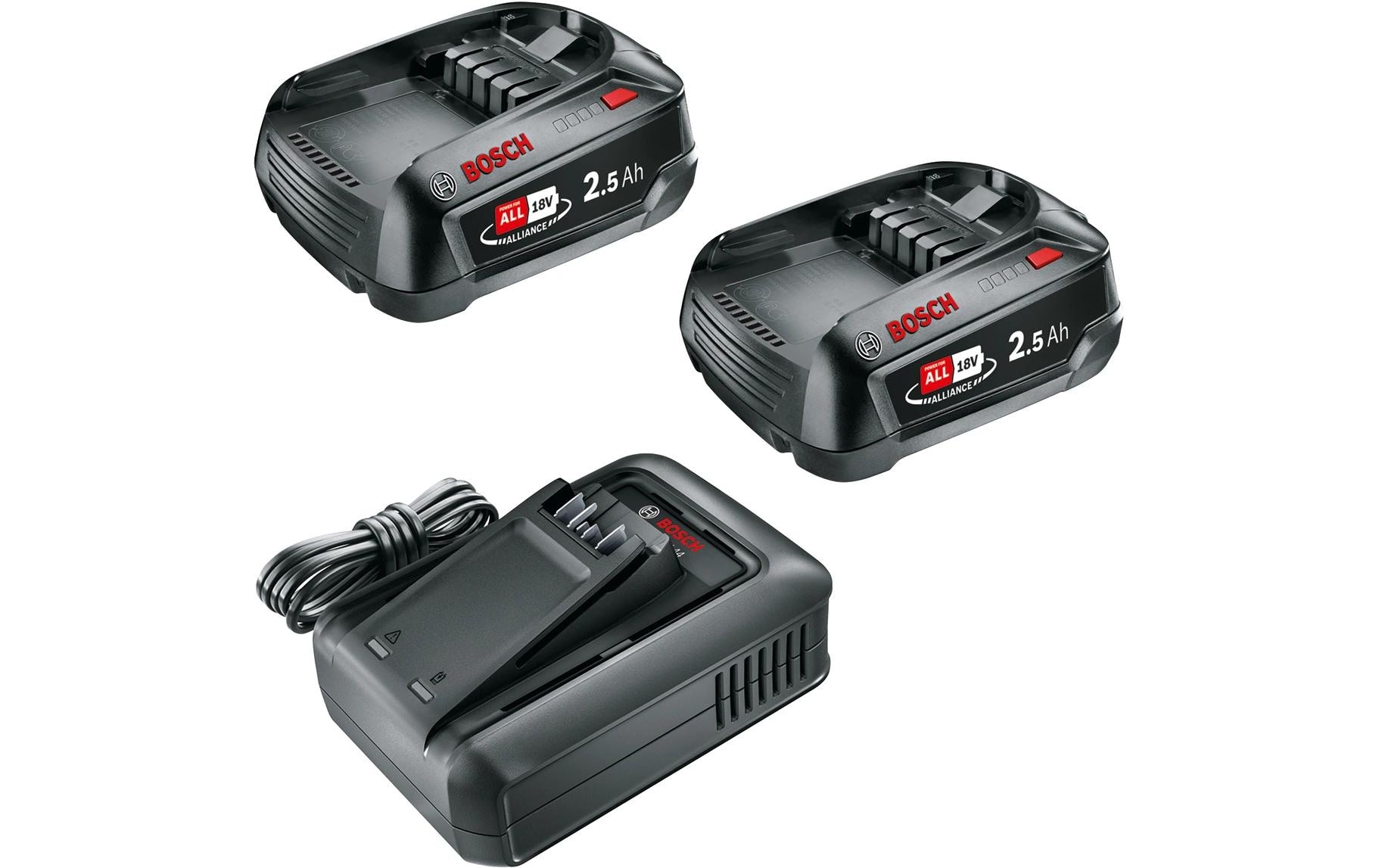Bosch Akku Starterset 18 V 2 x 2.5 Ah + AL 18 V-44 Schwarz