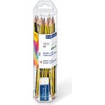 STAEDTLER Noris 120 Bleistifte HB schwarz/gelb mit Radierer, 1 Set (61 120P1)