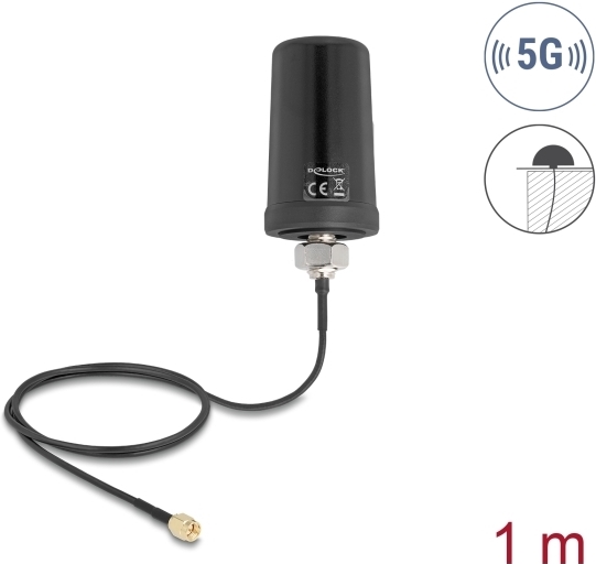 Delock 5G LTE GNSS WiFi 6 Antenne SMA Stecker 1.1 - 4.0 dBi omnidirektional mit (81473)