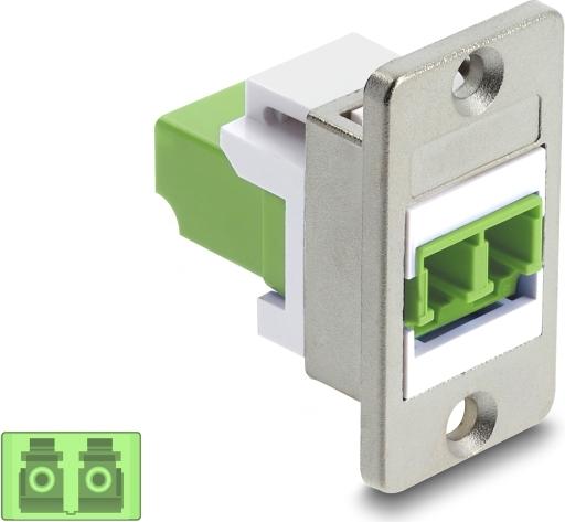 Delock Panel Mount LC Duplex Buchse zu LC Duplex Buchse silber / lindgrün / weiß (91105)
