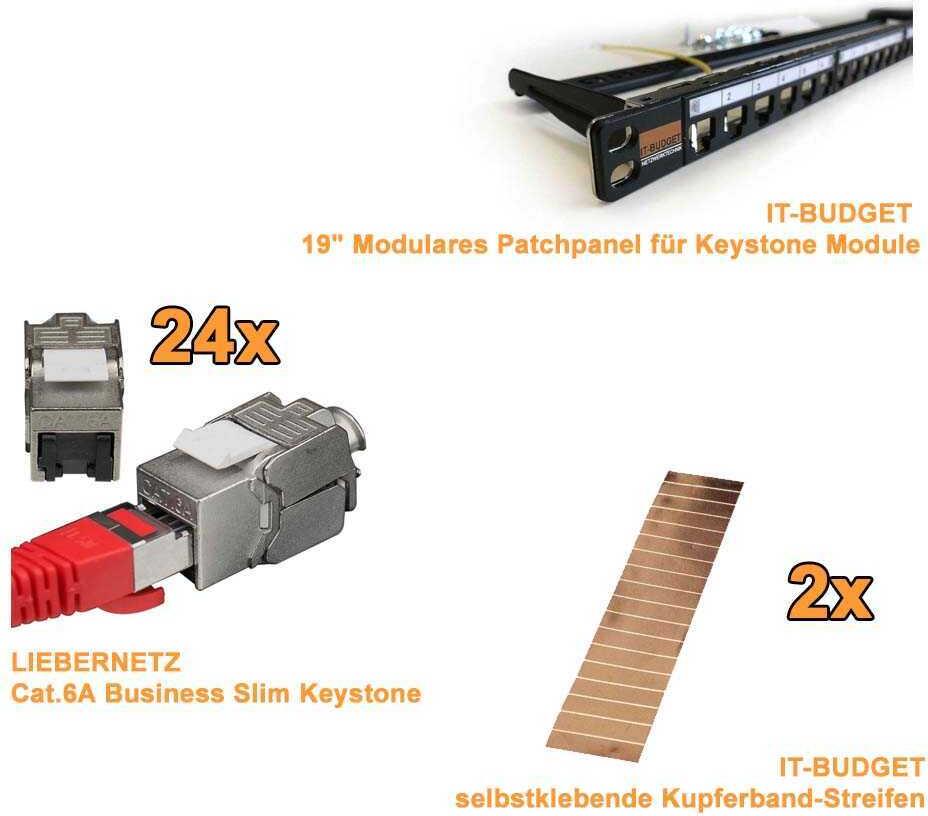 IT-BUDGET SPAR-PACK: 19"-Keystone Patchfeld 24 Port (ZAAITBMT24P05HES)