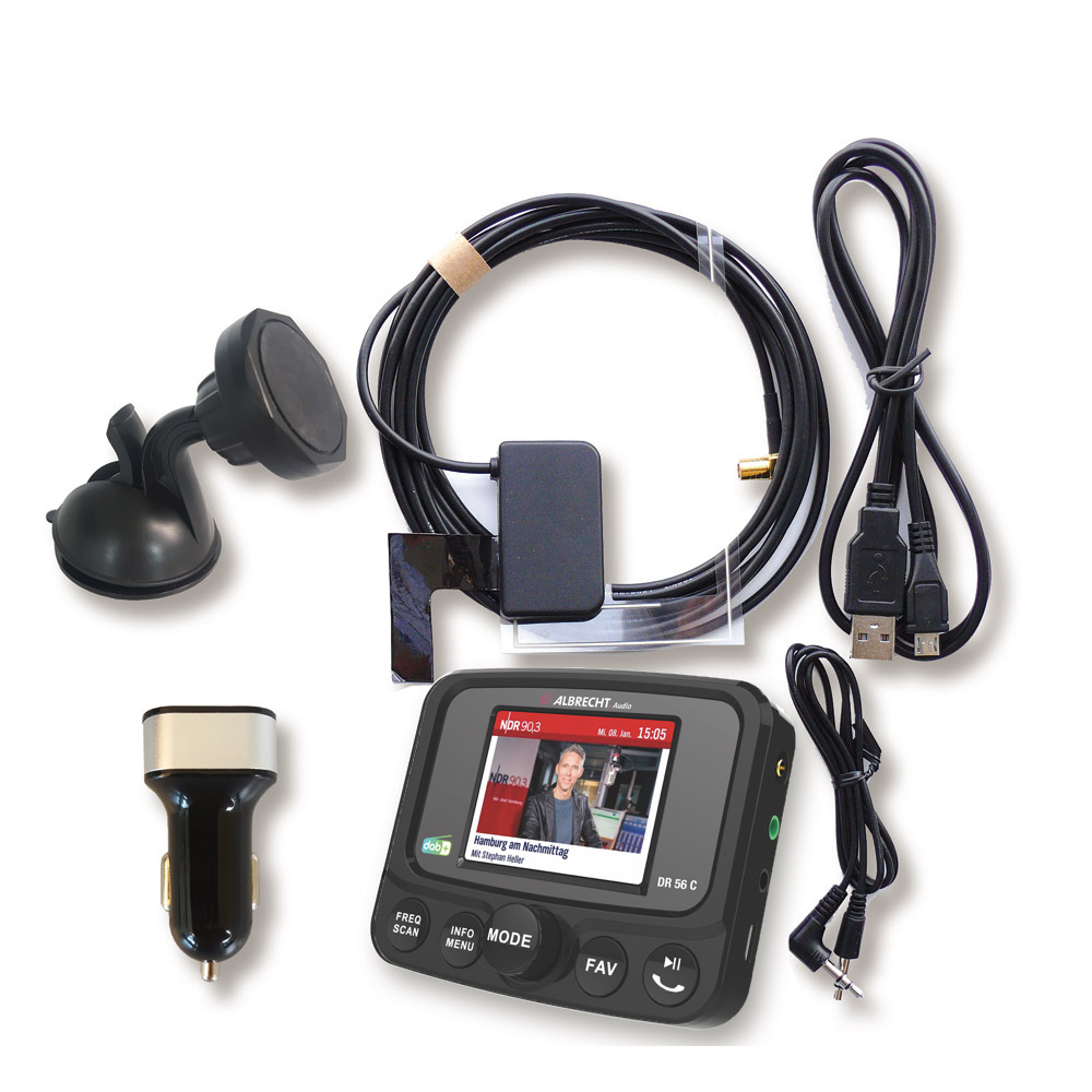 Albrecht DR56C DAB+ Autoradio-Tuner mit 2,4" TFT-Farbdisplay Schwarz
