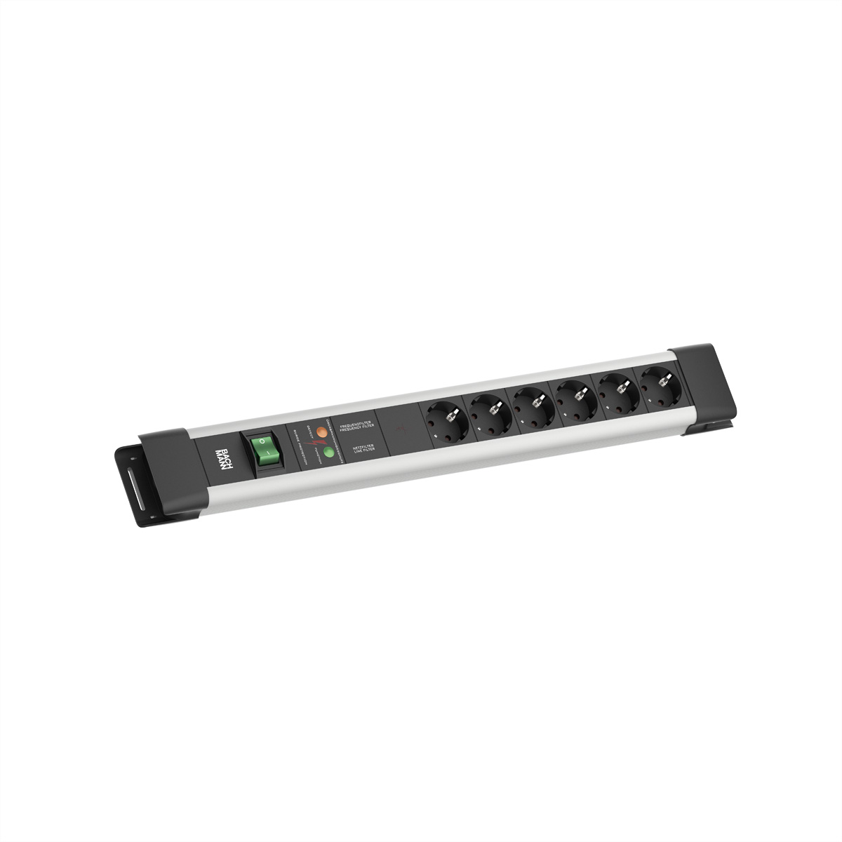 Bachmann Connectus Steckdosenleiste 6x CEE 7/3 1x GVS mit Schalter 2,0 m CEE 7/7 Grau