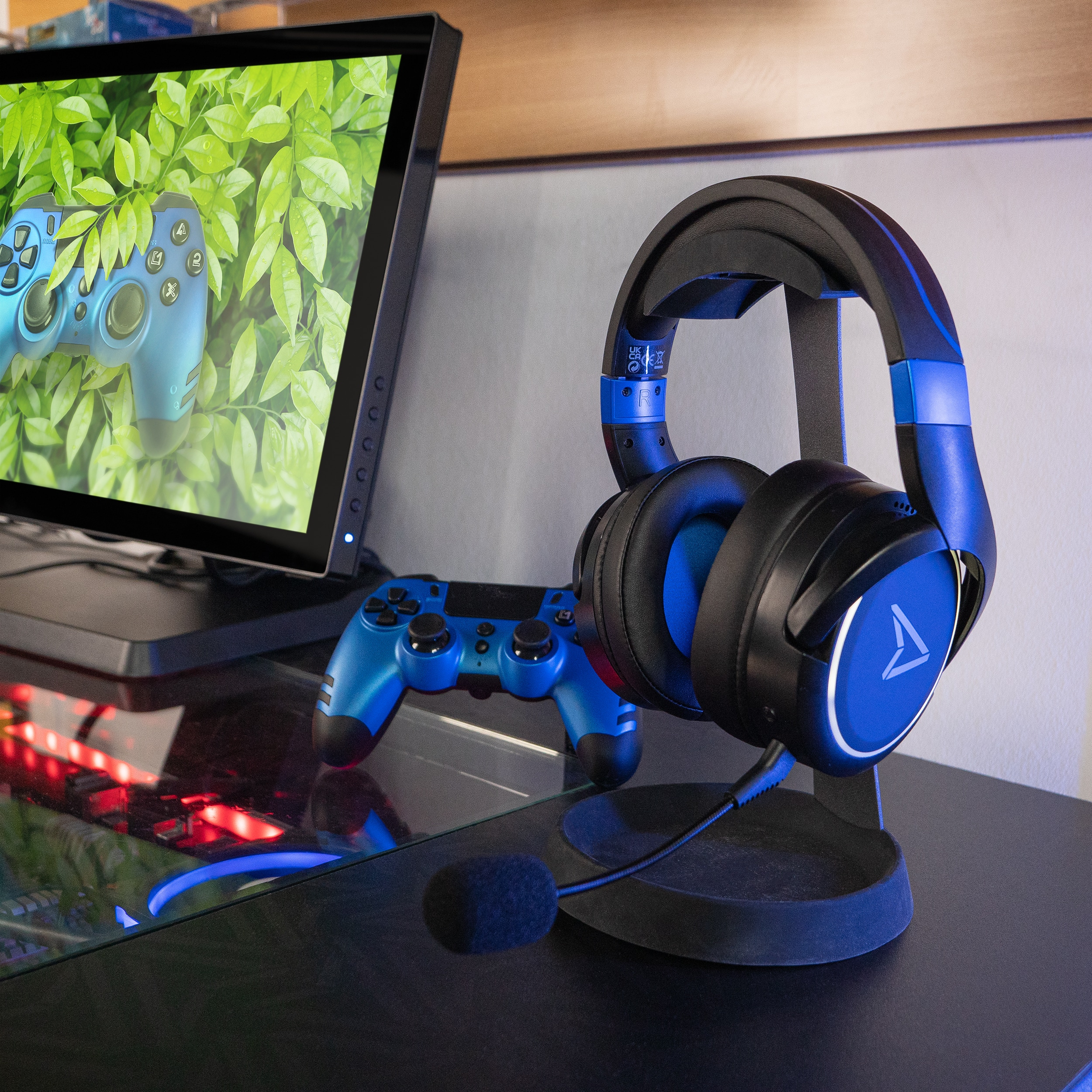 Lexip Steelplay Metaltech Kabelloses Gaming-Headset 2,4 GHz Bluetooth 32 h Akkulaufzeit Kobalt Schwarz/Blau