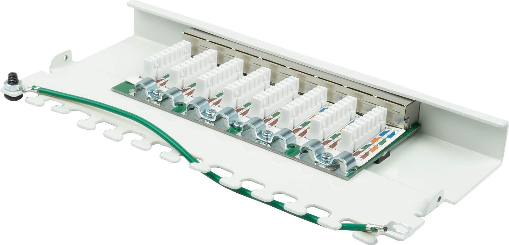 Patchpanel Desktop Cat. 6, 8-Port, 0,5 HE, STP geschirmt, werkzeugloses Öffnen, Reinweiß (RAL9010) (GC-N0113)