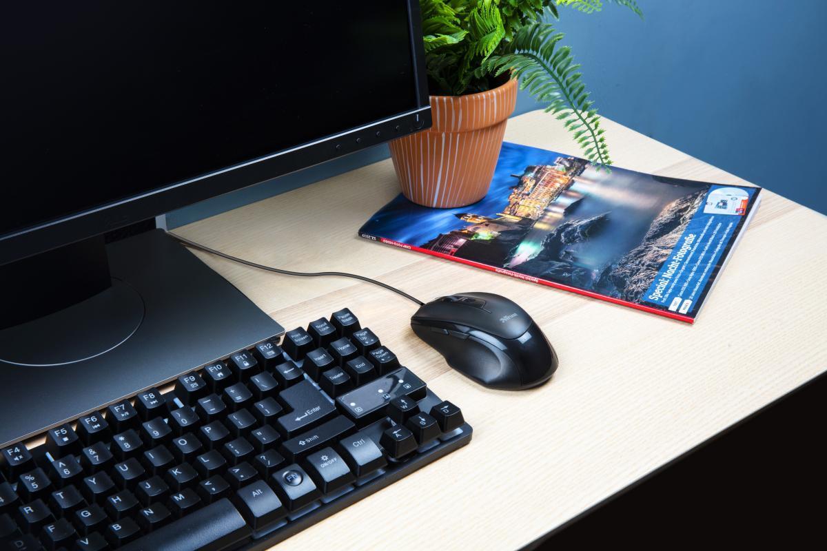 Trust Voca Comfort Maus USB 2400 DPI 6 Tasten Schwarz