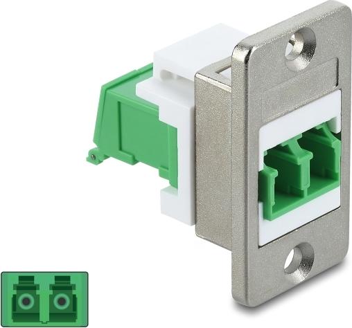 Delock Panel Mount LC Duplex Buchse zu mit Laserschutzklappe innen silber (91088)