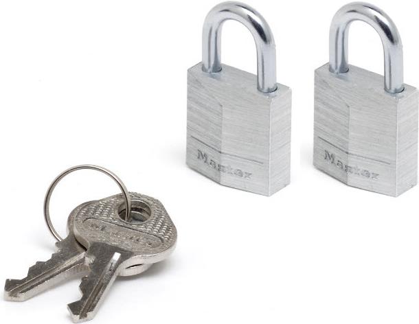 MASTER LOCK 20 mm breites Vorhngeschloss mit Gehuse aus massivem Aluminium; 2er-Pack (9120EURTCC)
