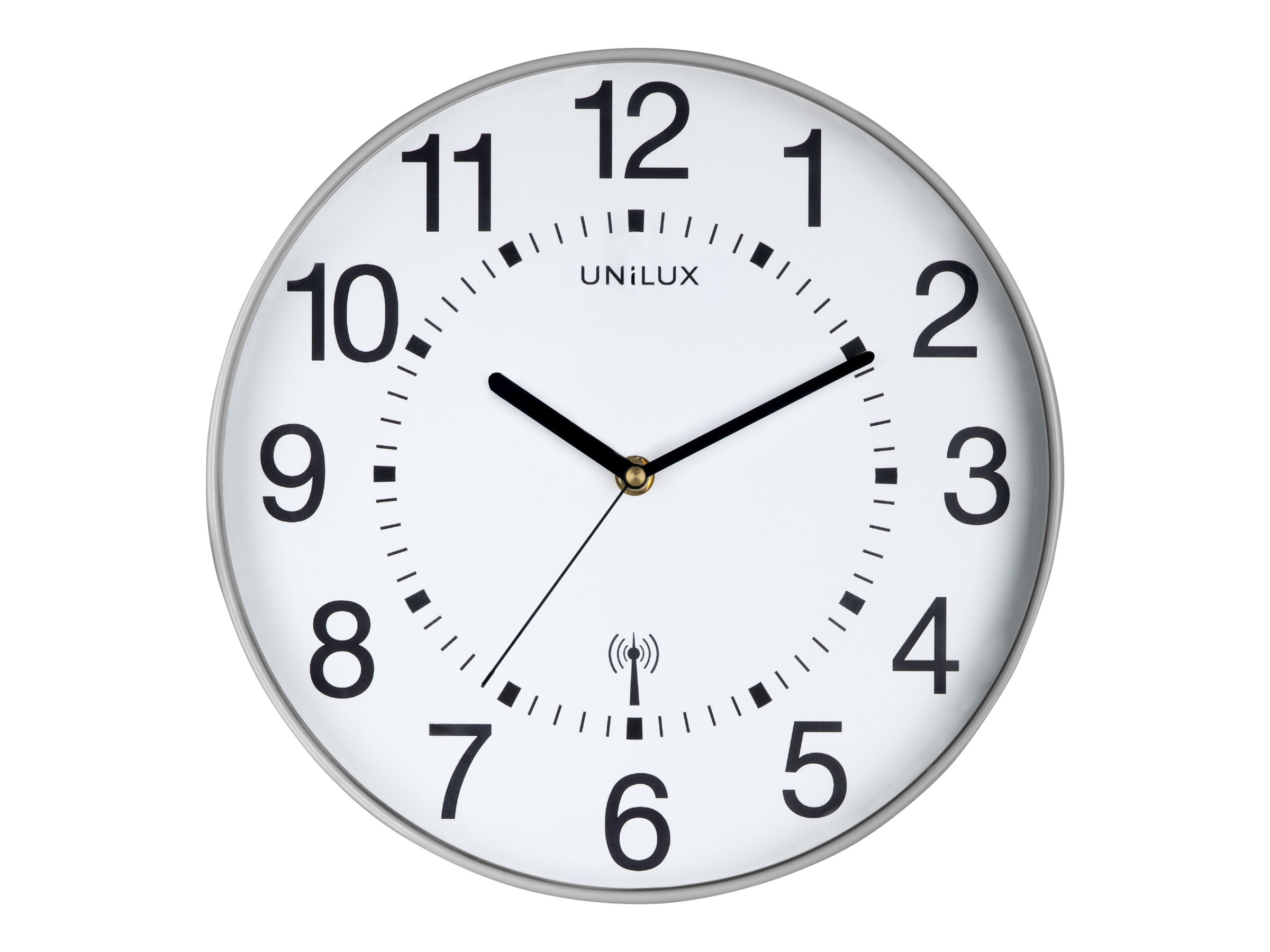 UNILUX WAVE Funkwanduhr 30 cm Analog Metal Gray