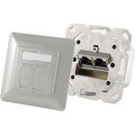 S/CONN maximum connectivity Netzwerkdose-cat.6A Netzwerkdose 2-Fach designfähig, horizontale Kabelführung, Zentralstück inkl. Abdeckrahmen, signal-weiß (74280-W)