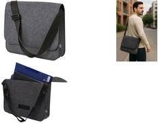 STOP Notebook-Umhängetasche, RPET-Filz, dunkelgrau aus 100% recyceltem PET-Filz, schmutzabweisend, - 1 Stück (46229)