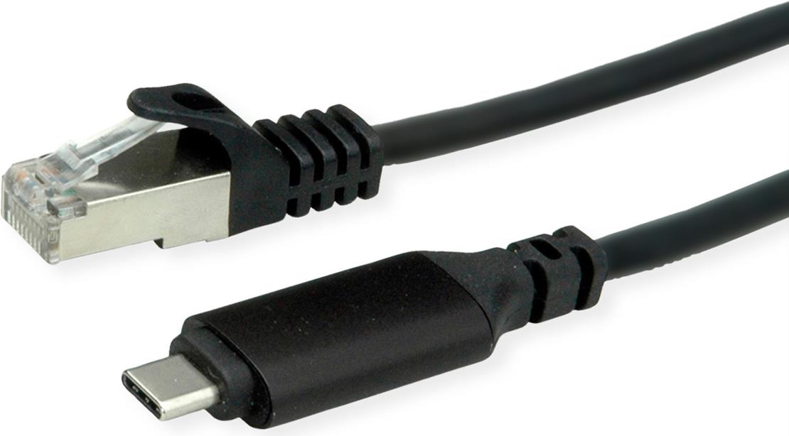ROLINE USB 3.2 Gen 2 Typ C zu Gigabit Ethernet Konverterkabel, schwarz, 5 m (12.02.1169)