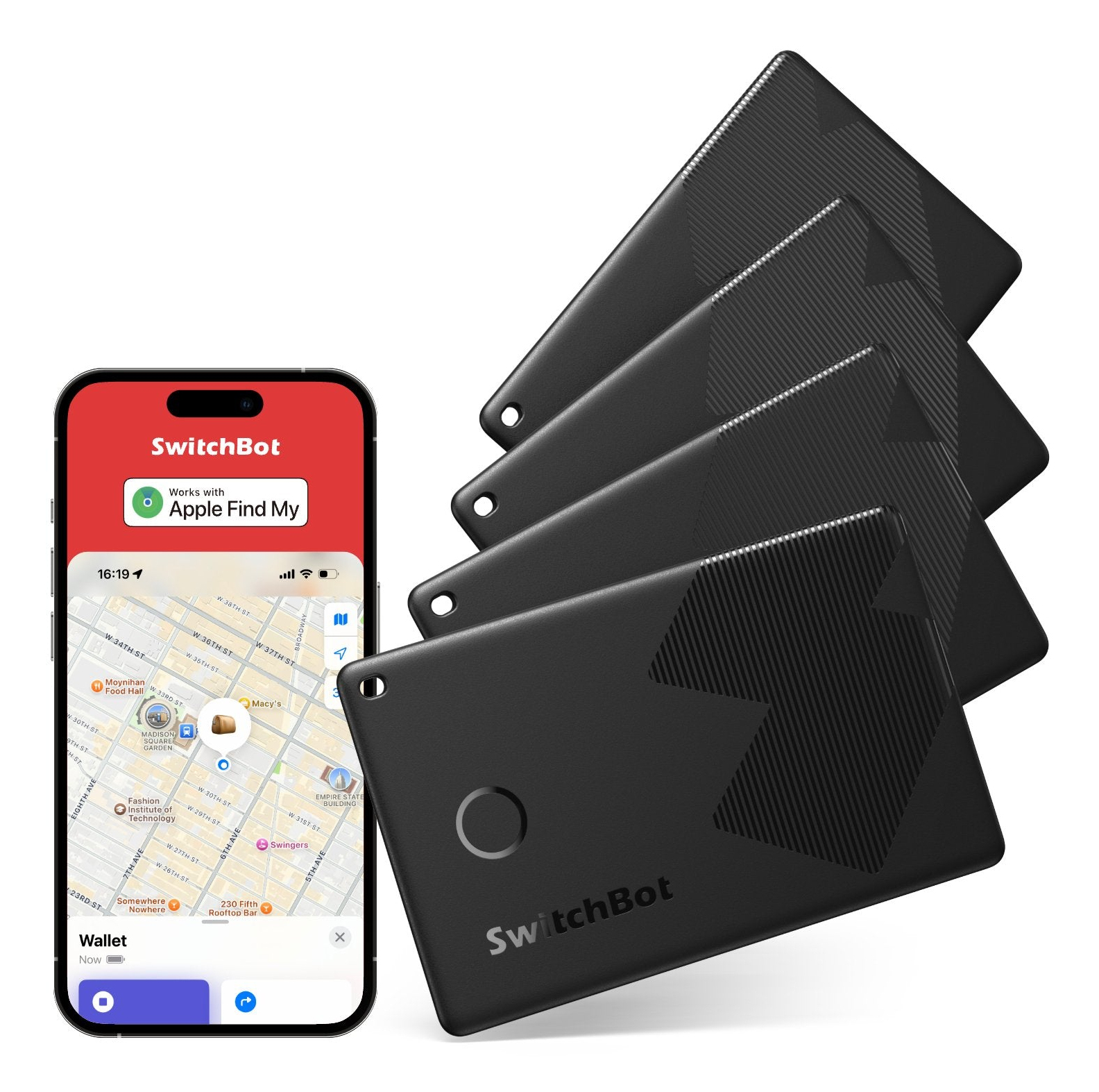 SwitchBot Geldbörsen-Tracker-Karte NFC-kompatibel Schwarz