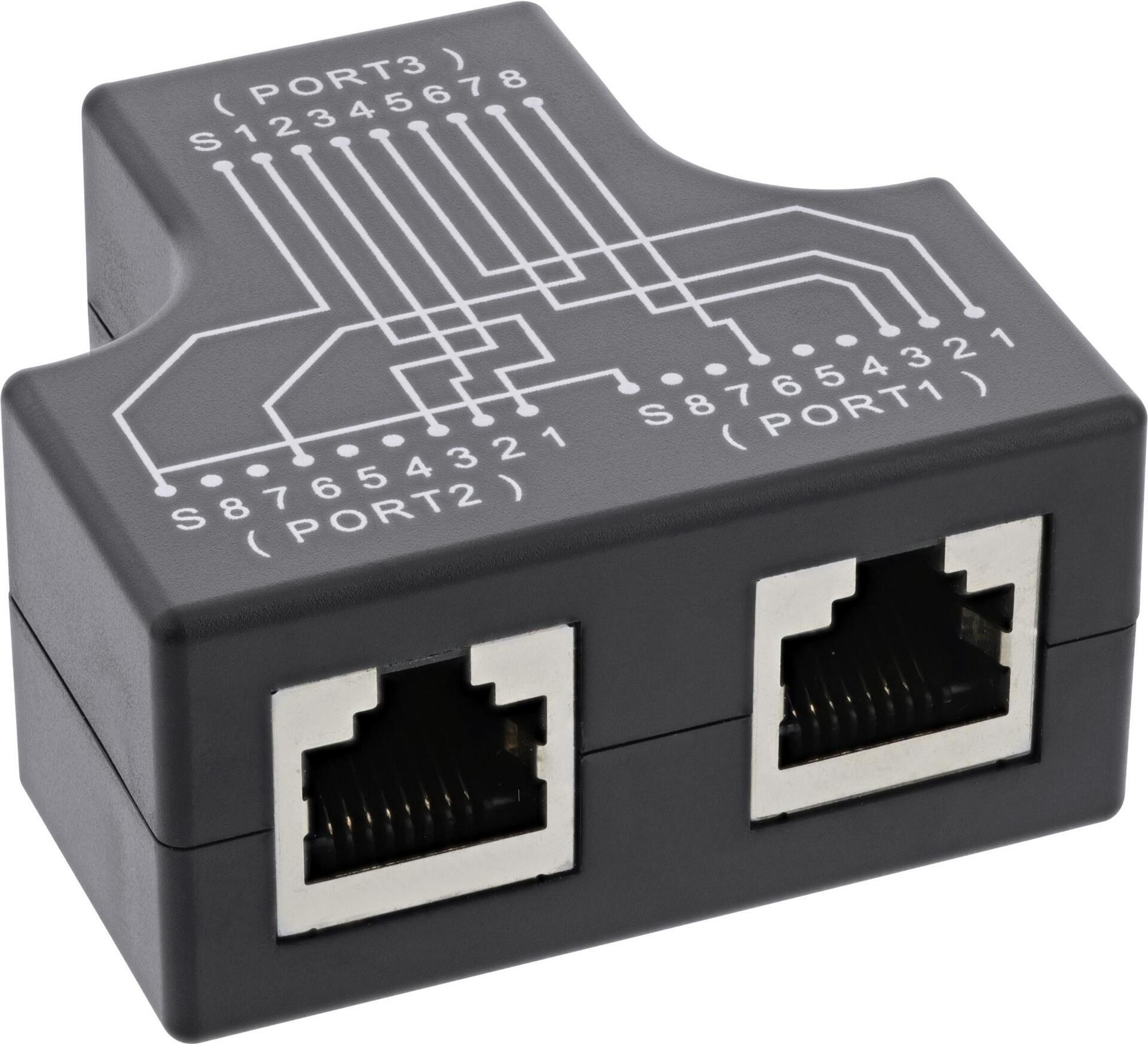 InLine Cat.5e STP T-Adapter (Port-Doppler) - RJ45 Buchse an 2x RJ45 Buchse (69995B)