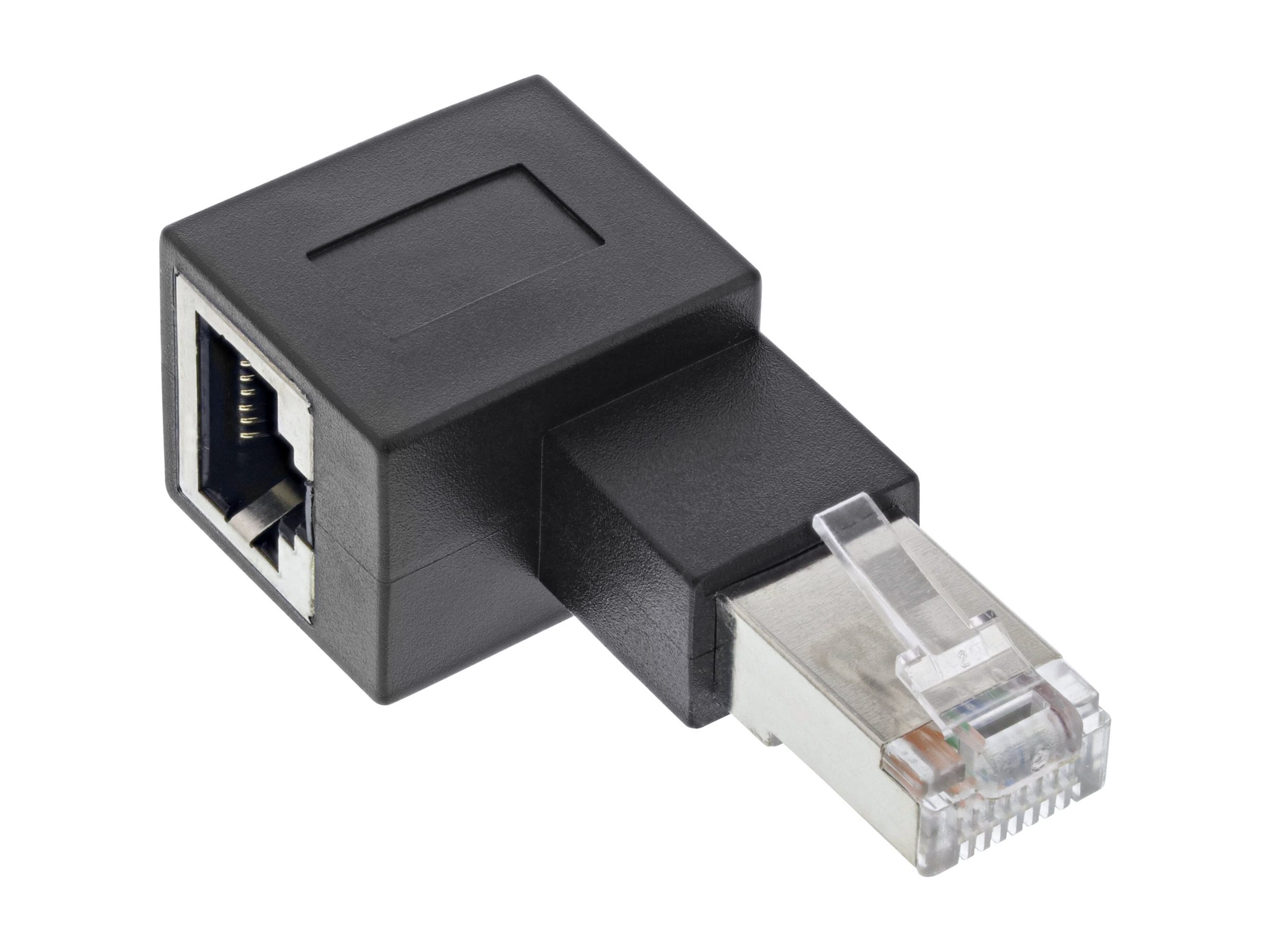 InLine Cat.6A RJ45 Adapter Stecker/Buchse 90° links gewinkelt Schwarz