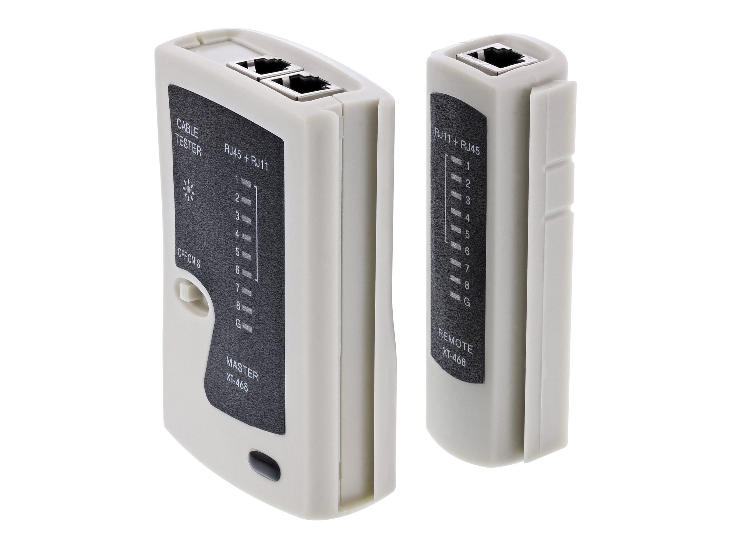 InLine 79998A Netzwerktester-Set für RJ45 und RJ11 mit 9 LED