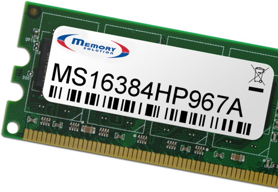 Memory Solution MS16384HP967A. Komponente für: PC / Server, RAM-Speicher: 16 GB, Speicherlayout (Module x Größe): 1 x 16 GB (MS16384HP967A)