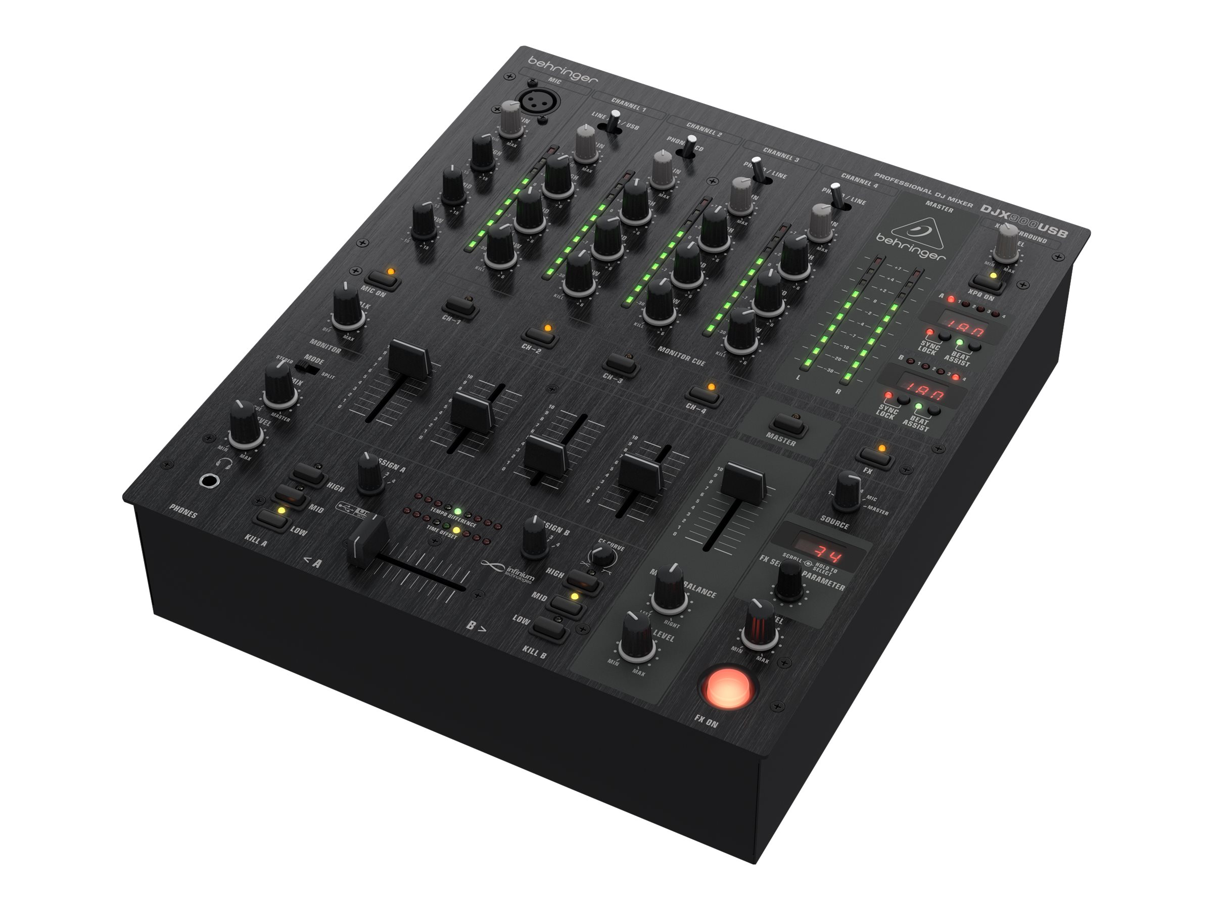 Behringer PRO MIXER DJX900USB DJ-Mixer Analog 5-Kanal DSP FX Schwarz
