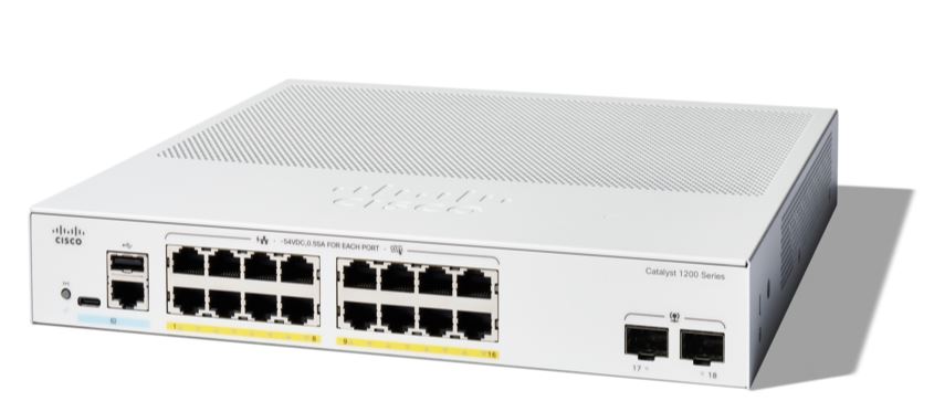 Cisco Catalyst C1200-16P-2G Switch -16 ports 10/100/1000 + 2x 1GE SFP (total PoE power budget: 120W, PoE, PoE+) (C1200-16P-2G)