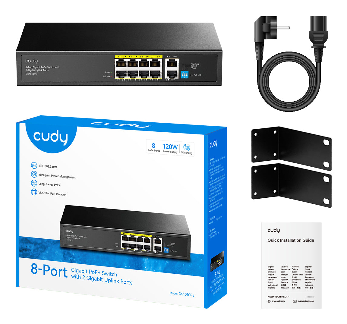Cudy GS1010PE Gigabit Ethernet Switch 8 Ports PoE+ Schwarz