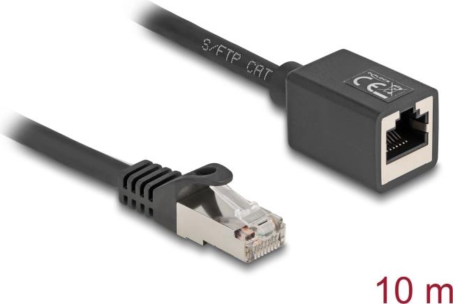 Delock Netzwerk Verlängerungskabel RJ45 Stecker zu Buchse Cat.6A S/FTP 10 m (90323)