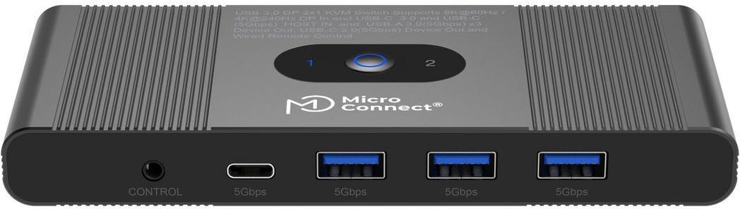MicroConnect Displayport & USB-C KVM Switch 2-Port (MC-DP-KVM202K)