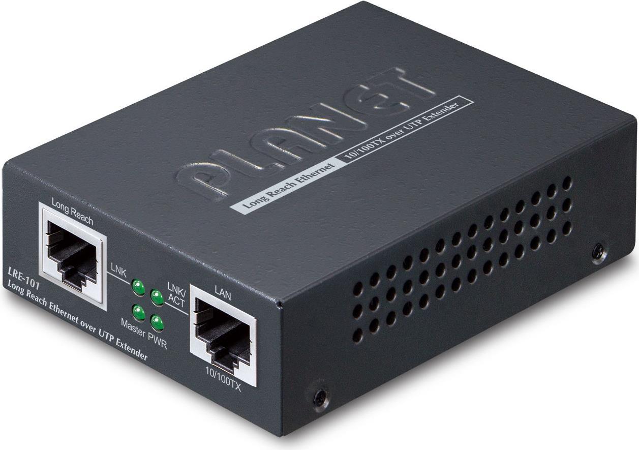 PLANET 1-Port 10/100TX Ethernet over Netzwerksender & -empfänger Schwarz (LRE-101)