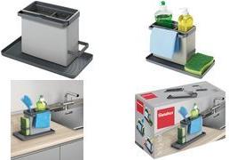 metaltex Spülbecken-Organizer Tidytex, Kunststoff, grau 2 ausziehbare Bügel für Schwämme/Spültücher, der - 1 Stück (297530109)