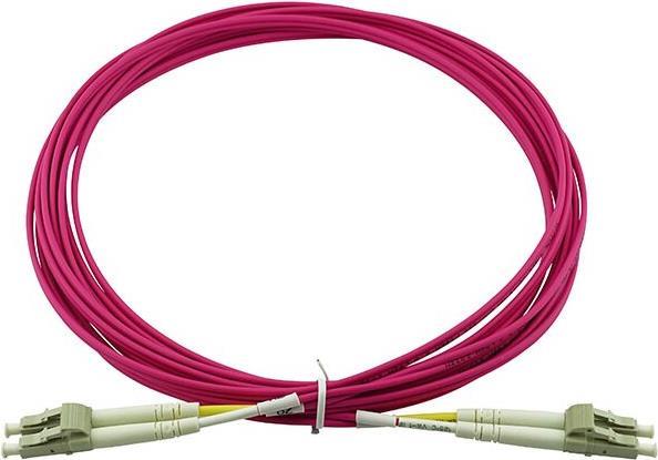 BlueOptics Duplex LWL Patchkabel, LC-UPC/LC-UPC beige, 4 Meter, Multimode G50/125µm, OM4, Eingangsdämpfung: unter 0.2dB, Markenfaser, LSZH magenta / violett, 2.0mm Tube, Keramik Ferrule, inkl. Messprotokoll (SFP3131FU4MK)